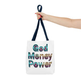 God Money Power Tote Bag – Bold 3D Typography Inspirational Carryall