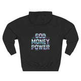 Hoodie - 'God Money Power' Graphic Fleece Pullover