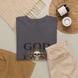 Graphic Tee — "God Money Power" Skull Design