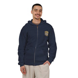 Money Power Zip Hoodie — Gold Emblem Graphic Full‑Zip Hooded Sweatshirt