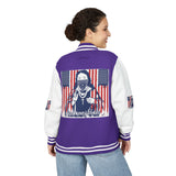 Letterman Jacket — Patriotic 'God Money Power' Graphic Varsity Jacket