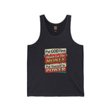 Inspirational Faith Tank Top — "Put GOD First, Hustle For The MONEY, Put Yourself In POWER"