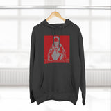 God Money Power Hoodie — Red Three-Panel Graphic Fleece Hoodie
