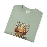 God Money Power T-Shirt — Crown, Coin & Fist Graphic Tee