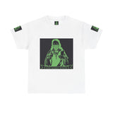 Graphic Tee — 'God Money Power' Neon Saint Illustration