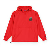 God Money Power- Packable Anorak Jacket — Bright Orange Hooded Windbreaker with Small Graphic