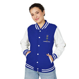 Letterman Jacket — "God • Money • Power" Embroidered Red & White Varsity