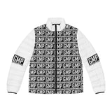 GMP Logo Puffer Jacket — Black & White All-Over Printed Men’s Jacket