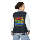 Letterman Jacket — "God Money Power" Retro Graphic Varsity Jacket