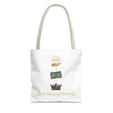 God • Money • Power Tote Bag — Faith-Inspired Money Crown Design