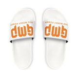 Youth Slide Sandals - 'GMP Good Money Power' White Athletic Pool Slides for Kids