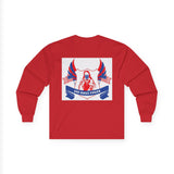 Long Sleeve Tee — "God Money Power" Patriotic Jesus Graphic