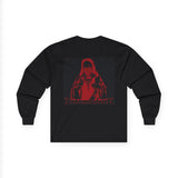 Long Sleeve Tee — Red Samurai Graphic Prayer Pose