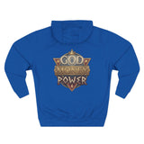 Hoodie — 'God Money Power' Vintage Emblem Fleece Hoodie