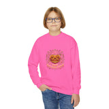 Youth Crewneck Sweatshirt — Vintage Halloween Pumpkin "GOD MONEY POWER"