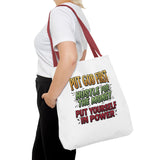 Inspirational Gospel Tote Bag — "Put God First, Hustle for the Money, Put Yourself in Power"
