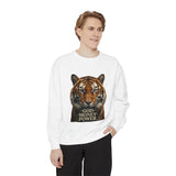 Tiger Portrait Sweatshirt – "God Money Power" Vintage Graphic