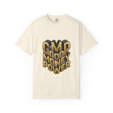 Good Money Power Graphic Tee — GMP 3D Gold Lettering T-Shirt