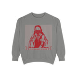 Religious Icon Graphic Sweatshirt — 'God, Money, Power' Retro Art Pullover