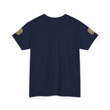 Graphic Tee — "God Money Power" Gold Crest T-Shirt