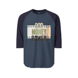 God Money Power Raglan Shirt - Inspirational Faith & Prosperity 3/4 Sleeve