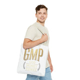 GMP Tote Bag - "God Money Power" Gold Lettering Inspirational Canvas Tote