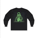 Long Sleeve Tee — Neon Green 'God Money Power' Graphic