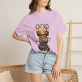 God Money Power T-Shirt — Crown, Coin & Fist Graphic Tee