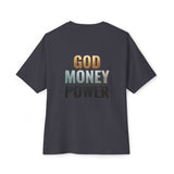 God Money Power Tee — Graphic Oversized Boxy Shirt
