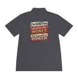 Men's Motivational Polo — "Put GOD First, Hustle For The Money, Put Yourself In Power"