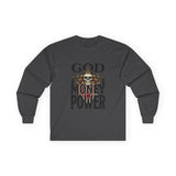 God Money Power- Skull Ultra Cotton Long Sleeve Tee