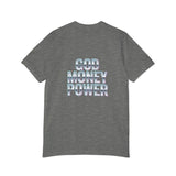 God Money Power T-Shirt — Retro Neon Graphic Tee (Front Illustration, Back Text)