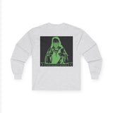 Long Sleeve Tee — Neon Green 'God Money Power' Graphic