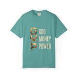 T-Shirt — GVMP Gold Graphic: "God Money Power" Statement Tee