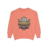 God Money Power Sweatshirt - Vintage Crest Graphic Crewneck
