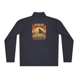 Quarter-Zip Pullover — 'God Money Power' Pyramid Graphic