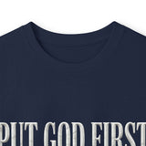 Long Sleeve Tee — "Put God First, Hustle for the Money, Put Yourself in Power" Inspirational Faith & Hustle Top