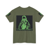 Graphic Tee — 'God Money Power' Neon Saint Illustration