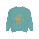 Sweatshirt — 'God Money Power' Crown & Fist Graphic Crewneck