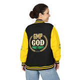 Letterman Jacket — 'GOD Money Power (GMP)' Red & White Varsity Jacket