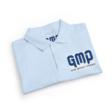 Kids White Polo Shirt with 'GMP Good Money Power' Navy Logo — Youth DryBlend® Jersey