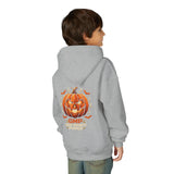 Youth Halloween Pumpkin Hoodie —“ God Money Power” Jack-o'-Lantern Graphic Hooded Sweatshirt