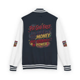 Letterman Jacket — “Put God First, Hustle for the Money” Motivational Varsity Jacket