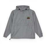 God Money Power- Packable Anorak Jacket — Bright Orange Hooded Windbreaker with Small Graphic