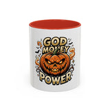 God Money Power- Pumpkin Coffee Mug — Halloween Accent Mug (11/15oz)