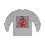 Long Sleeve Tee — 'God Money Power' Stenciled Icon Design