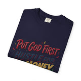 Inspirational Graphic T-Shirt — "Put God First, Hustle for the Money, Put Yourself in Power"