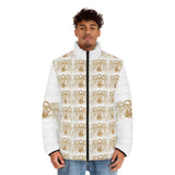 Vintage Portrait Pattern Puffer Jacket