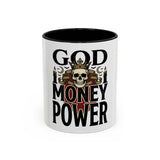God Money Power-Coffee Mug — Skull Crown Gothic Accent Mug (11oz & 15oz)