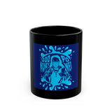 Black Ceramic Mug — Blue 'Good Money Power' Urban Graphic Coffee Cup (11oz/15oz)